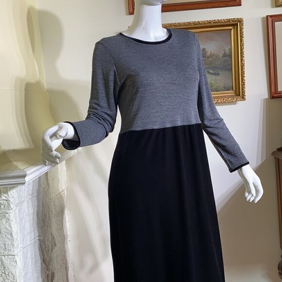 Talbots Petites Grey & Black Velvet Maxi Dress - Picture 6 of 14